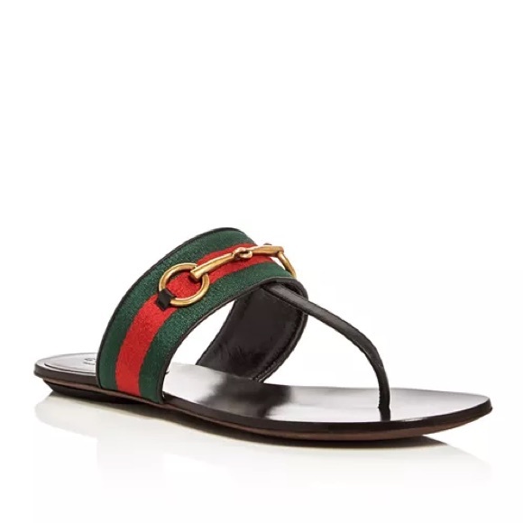 Gucci Shoes - Gucci Leather Horsebit Thong Sandals 551